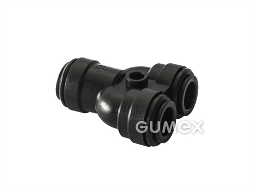 Y-spojka JOHN GUEST, pro vnější průměr trubky 4mm, o-kroužek NBR, acetal kopolymer, černá